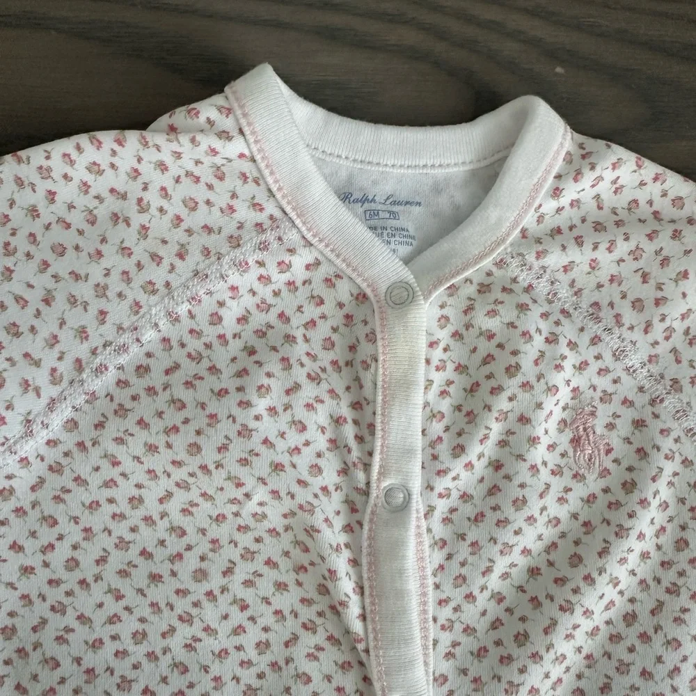 RALPH LAUREN BABY GIRL FLORAL COTTON COVERALL